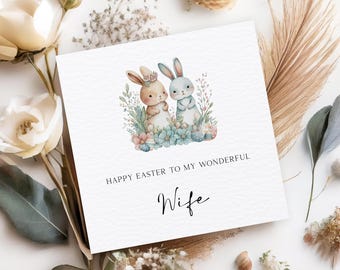 Wife Easter Card, Easter Card For Wife, Couple Rabbit Easter Card, Cute Easter Card, 1st Easter Married Card, Wonderful Wife Card