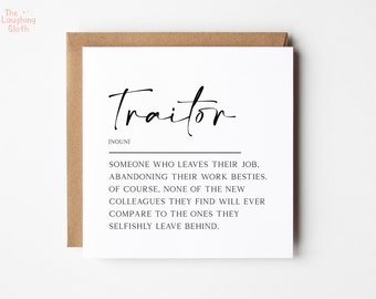 Funny Traitor New Job Card, Work Bestie Card, Work Friend Leaving Card, Good Luck New Job Card, Traitor Meaning New Job Card, Work Wife Card