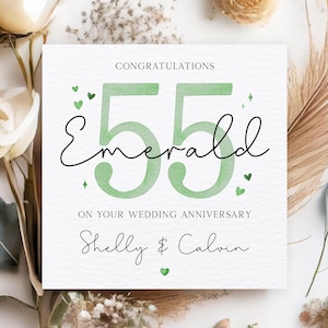 Carte d'anniversaire personnalisée émeraude, carte d'anniversaire de mariage 55e, carte d'anniversaire de mariage personnalisée 55 ans, carte d'anniversaire 55e ami