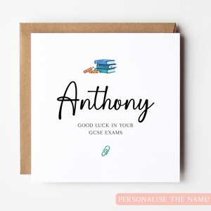 Carte personnalisée porte-bonheur GCSE, carte personnalisée d'examen porte-bonheur, carte d'examen GCSE, carte porte-bonheur, bonne chance pour les examens GCSE