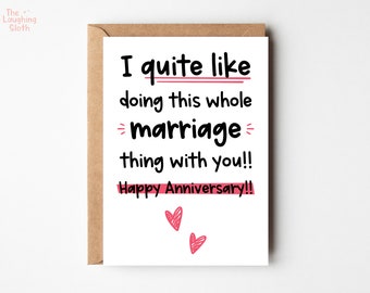 Funny Wedding Anniversary Card - Husband Anniversary Card - Card From Wife - Wife Anniversary Card - 1st Wedding Anniversary - Plastic Free