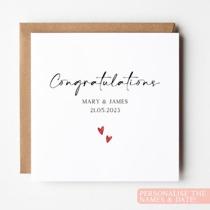 Carte de mariage avec nom et date personnalisés, Carte de félicitations de mariage, Carte de mariage personnalisée, Carte de mariage, Carte de mariage nominative