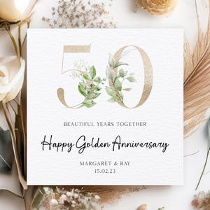 Carte d'anniversaire dorée personnalisée, carte de 50e anniversaire, carte personnalisée de 50e anniversaire, carte d'anniversaire d'un ami personnalisée