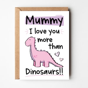 dinosaure de maman | Fête des mères dinosaures | Carte mignonne de dinosaure | carte de fête des mères | carte d'anniversaire de maman | Je t'aime plus que des dinosaures
