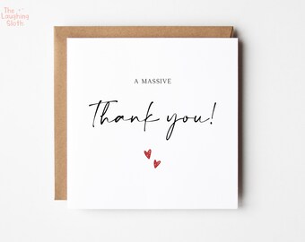 A Massive Thank You Card, Luxury Thank You Card, Thank You Card, Simple Thank You Card, Elegant Thank You Card, Wedding Thank You Card