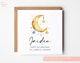 Personalised Godson Birthday Card, Personalised 1st Birthday Card, First Birthday Card For Godson, Godson 1st Birthday Card, Godson Card