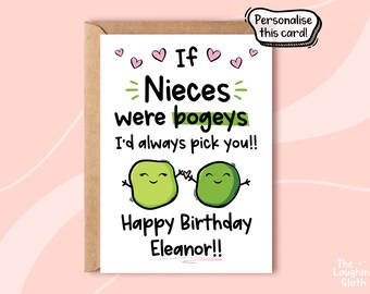 Personalised Funny Niece Birthday Card, Funny Birthday Card For Niece, Silly Niece Birthday Card, Kids Birthday Card, Birthday Card For Girl