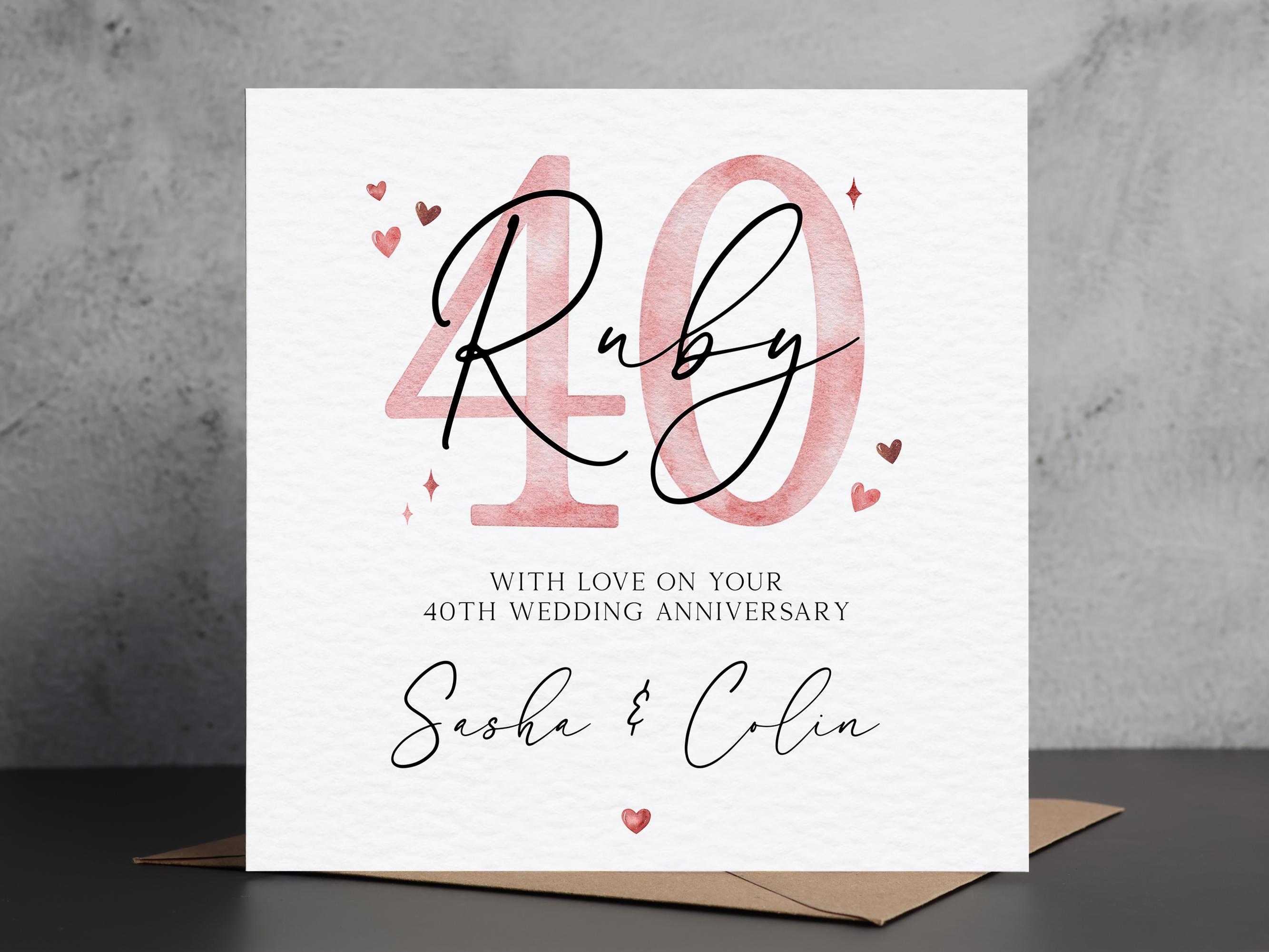 Personalised Ruby Anniversary Card, 40th Wedding Anniversary Card ...