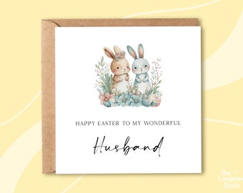 Husband Easter Card, Easter Card For Husband, Couple Rabbit Easter Card, Cute Easter Card, 1st Easter Married Card, Wonderful Husband Card