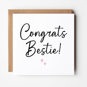Carte de félicitations Bestie, Carte de félicitations meilleur ami, Carte de félicitations simple, Carte minimaliste, Carte de félicitations Bestie