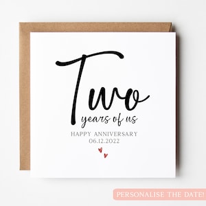 Carte d'anniversaire de 2 ans pour femme, carte de 2 ans avec nous, carte de 2e anniversaire pour mari, 2e anniversaire de petit ami, 2e anniversaire de petite amie