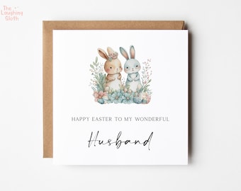Husband Easter Card, Easter Card For Husband, Couple Rabbit Easter Card, Cute Easter Card, 1st Easter Married Card, Wonderful Husband Card