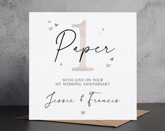 Personalised 1st Wedding Anniversary Card, Paper Anniversary Card, Personalised First Anniversary Card, Daughter and Son In Law Anniversary