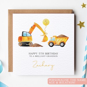 Carte d'anniversaire Digger, carte d'anniversaire personnalisée camion-benne, 1er 2e 3e 4e 5e 6e 7e carte d'anniversaire, carte d'anniversaire petit-fils, carte Digger