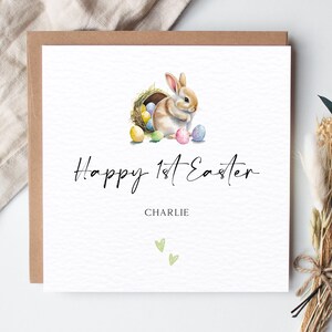 Première carte de Pâques personnalisée de bébé, carte de Pâques personnalisée, carte de lapin de bébé fille, carte de Pâques de lapin, carte de première Pâques de petite-fille