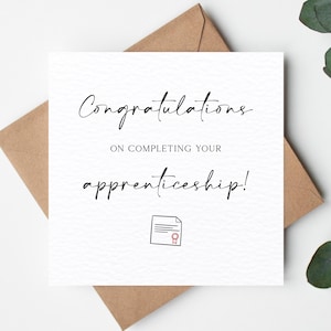 Carte de félicitations pour votre apprentissage, carte d'apprentissage, résultats à l'examen d'apprentissage, carte de résultats, carte de félicitations