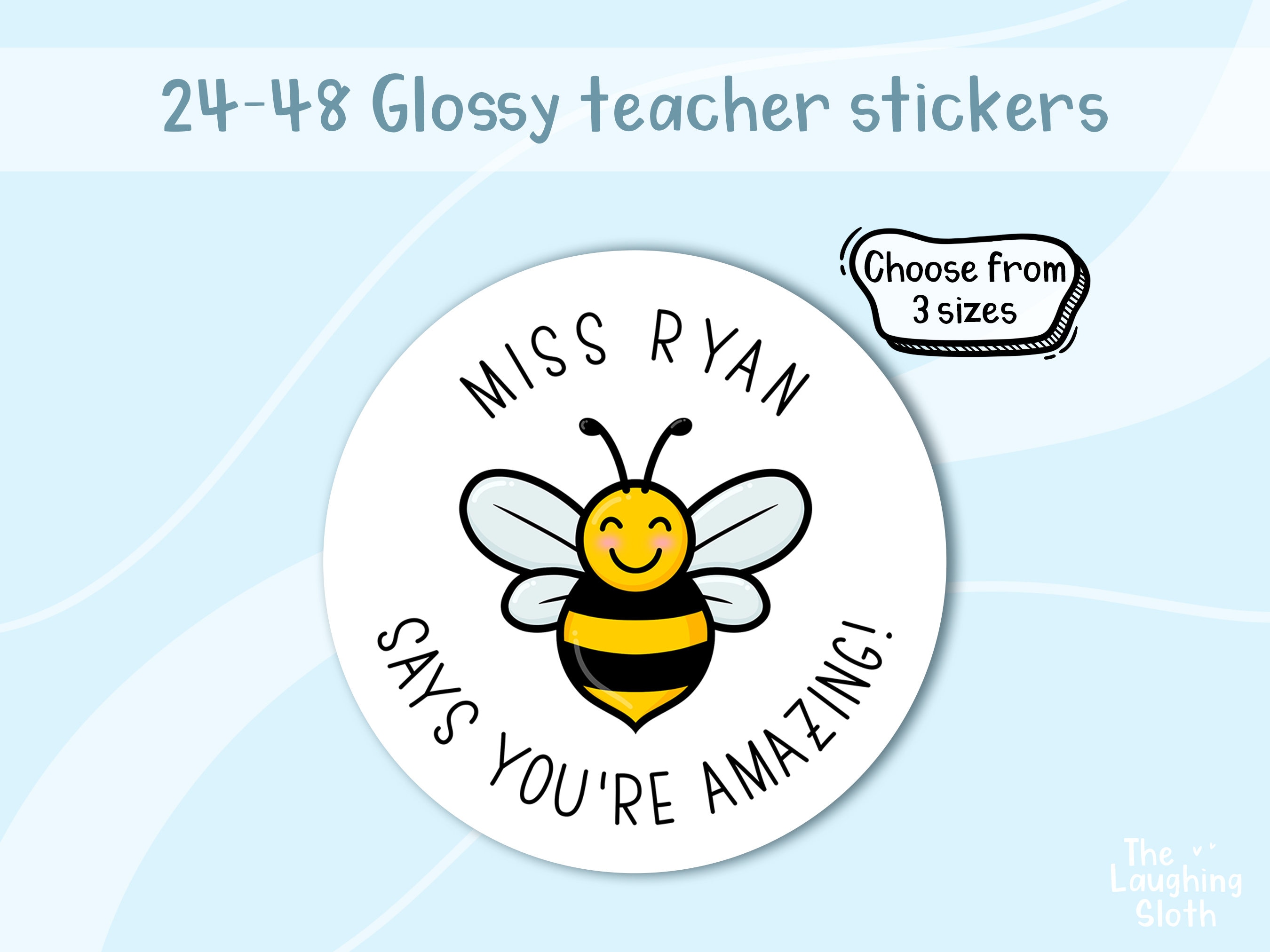 Personalized Teacher Reward Stickers, Dynamite, Sun, Bee, Name