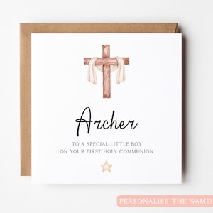 Carte de première communion personnalisée, carte de communion pour bébé garçon, carte de première communion, cadeau de première communion pour garçon