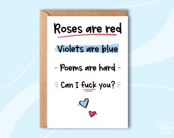 Adult Poem Valentines Card | Sweary Valentine's Card | Rude Card | Naughty Boyfriend Card | Dirty Valentine Card | Roses Are Red Poem