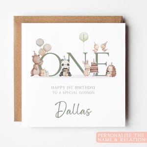 Carte d'anniversaire personnalisée pour filleul, carte d'anniversaire filleul personnalisée, carte d'anniversaire de bébé garçon, premier anniversaire de petit-fils, 1er anniversaire