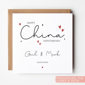 Carte d'anniversaire chinoise personnalisée, carte 20e anniversaire de mariage, carte 20e anniversaire personnalisée, carte 20e anniversaire