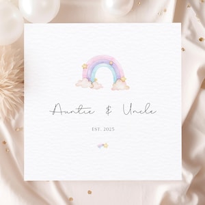 Faire-part de grossesse de bébé arc-en-ciel, carte vous allez être tante et oncle, félicitations tante oncle, carte de révélation de grossesse arc-en-ciel