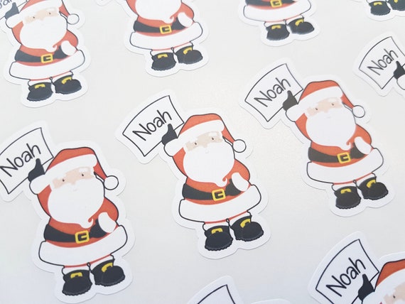 PERSONALISED STICKERS FATHER CHRISTMAS XMAS PRESENT LABEL TAGS PARTY BAG SANTA