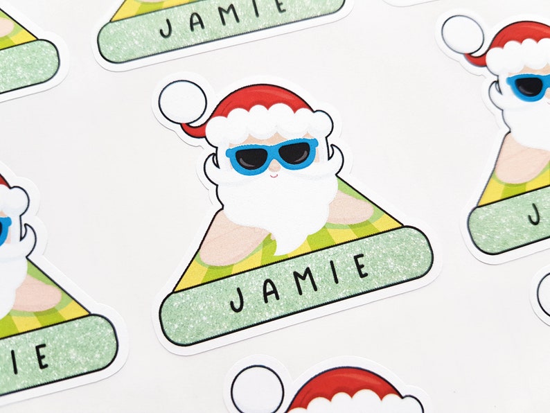 PERSONALISED STICKERS FATHER CHRISTMAS XMAS PRESENT LABEL TAGS PARTY BAG SANTA