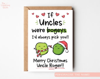 Bogey Uncle Christmas Card, Funny Christmas Card For Uncle, Silly Uncle Xmas Card, Christmas Card For Men, Eco Friendly Christmas Card