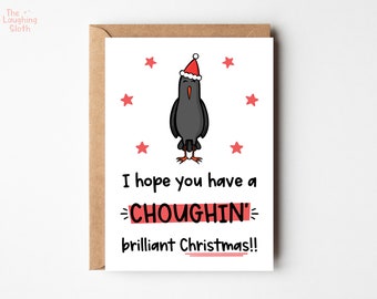 Cornish Chough Christmas Card - Cornwall Card - Chough Card - Chuffin Brilliant Christmas Card - Cornish Funny Xmas - Friend Christmas