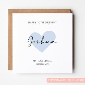 Carte d'anniversaire personnalisée 30e mari, carte 30e anniversaire mari, carte 30e anniversaire, carte d'anniversaire mari incroyable, 30e carte pour lui