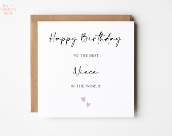 Best Niece Birthday Card Card, Worlds Best Niece Birthday Card, Sentimental Niece Birthday Card, Birthday Card For Niece, Girl Birthday Card
