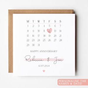 Carte d'anniversaire personnalisée entre amis, carte d'anniversaire de calendrier, carte d'anniversaire simple, 2e anniversaire de petit ami, anniversaire de petite amie