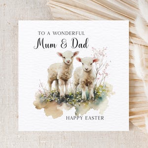 Carte de Pâques pour maman et papa, carte de Pâques pour papa et maman, carte de Pâques agneau, jolie carte de Pâques, carte de Pâques des parents, carte de Pâques des enfants