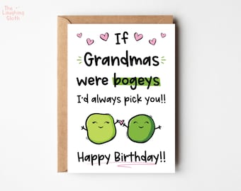 Bogey Granny Birthday Card, Funny Birthday Card For Granny, Silly Granny Birthday Card, Birthday Card For Granny, From The Grandkids, Nanny
