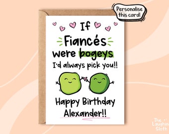 Personalised Funny Fiance Birthday Card, Funny Birthday Card For Fiance, Silly Fiance Birthday Card, Birthday Card For Fiance, Bogey Card