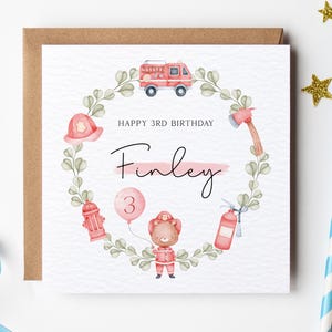 Carte d'anniversaire pompier, carte d'anniversaire pompier personnalisée, 1er 2e 3e 4e 5e 6e 7e carte d'anniversaire, carte d'anniversaire petit-fils