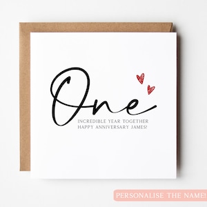 Carte personnalisée 1er anniversaire, carte 1 an ensemble, carte 1er anniversaire, 1er anniversaire de petit ami, 1er anniversaire de petite amie