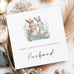 Carte de Pâques pour mari, carte de Pâques pour mari, carte de Pâques pour couple lapin, jolie carte de Pâques, 1ère carte de mariage de Pâques, carte de mari merveilleux