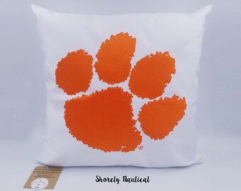clemson embroidered pillow