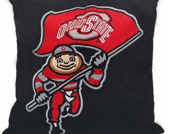 Ohio State University,Brutus,Buckeye OSU Pillow Cover,Officially Licensed,Embroidery,Buy Buckeye,Fits 18"x18" Insert,Black,Graduation Gift
