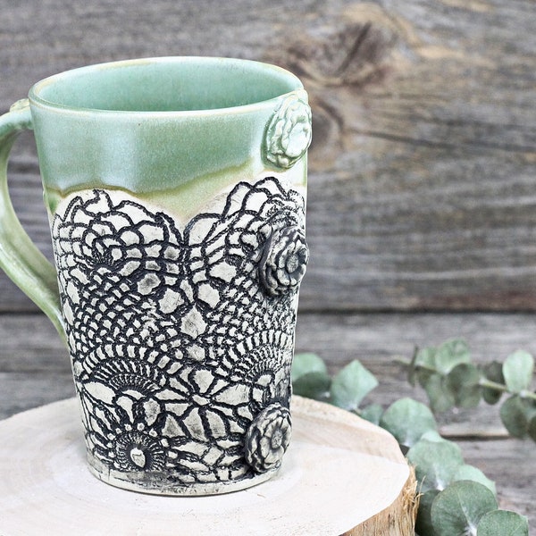 Spearmint Vintage tall mugs,  coffee mug, kitchen decor, designer coffee mug