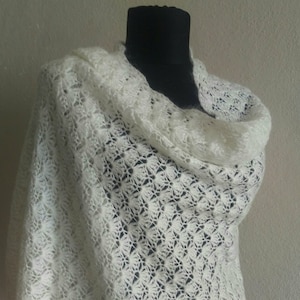 Crochet Bridal Wrap, Wedding Crochet Shawl, White Rectangle Wrap, Winter Wedding Shawl, Evening Wrap, Bridesmaid Crochet Shawl, For Her