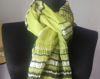 Green Cotton Scarf, Green Neck Warmer, Green Headband, Gift For Holiday, Gift For Woman, For Her