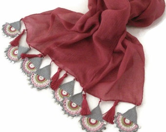 Gift For Mom, Mother's Day Gift, Turkish Oya Scarf, Authentic Scarf, Accessories For Mom, For Woman, For Her, Ethnic Scarf, Woman Headband
