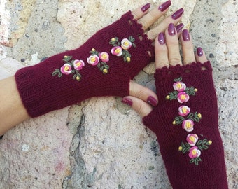 Knit Fingerless Gloves, Fingerless Mittens, Winter Accessories, Knit Mittens, Gift For Mom, Valentine's Day Gift, For Her, Woman Accossories