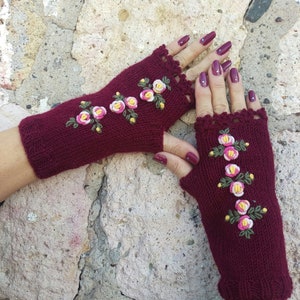 Knit Fingerless Gloves, Fingerless Mittens, Winter Accessories, Knit Mittens, Gift For Mom, Valentine's Day Gift, For Her, Woman Accossories image 1