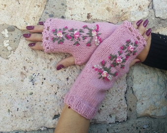 Knit Fingerless Gloves, Fingerless Mittens, Winter Accessories, Knit Mittens, Gift For Mom, Valentine&#39;s Day Gift, For Her, Woman Accossories