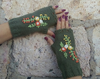 Knit Fingerless Gloves, Fingerless Mittens, Winter Accessories, Knit Mittens, Gift For Mom, Valentine's Day Gift, For Her, Woman Accossories
