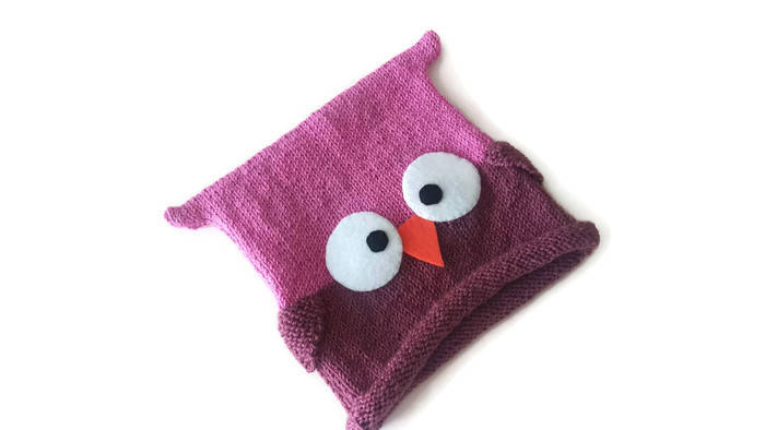 Purple Owl Baby Hat, Pink Owl Baby Girl Hat, Crochet Baby Girl Hat, Girl Kids Hat, Newborn Hat, Chri